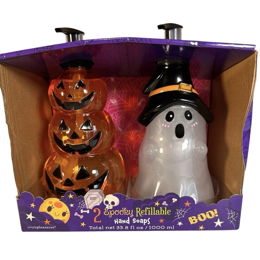 Simple Pleasures Stacked Pumpkin Ghost Scented Hand Soap Set Halloween NEW